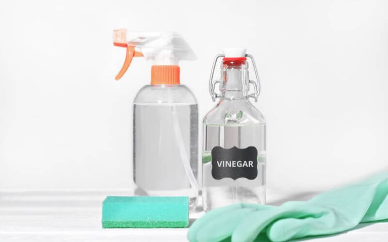 White vinegar spray bottle, used as a natural limescale remover